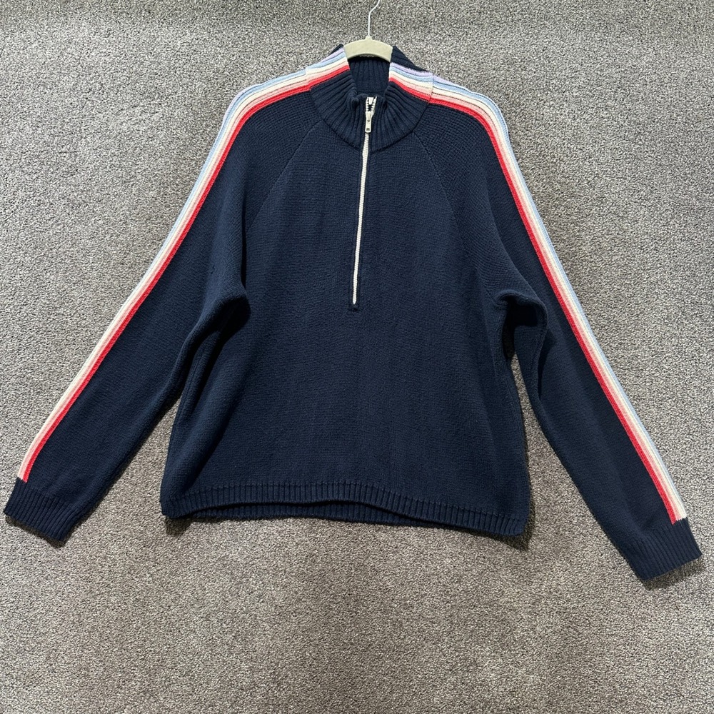 Marine Layer Sweater Women XL Navy Archive Invierno Wool Blend Half Zip Pullover